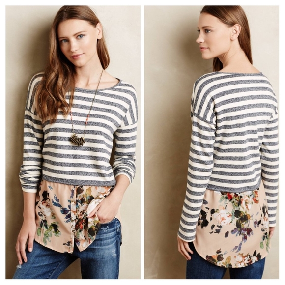 Anthropologie Sweaters - Anthropologie Postmark Layered Stripes Sweater L
